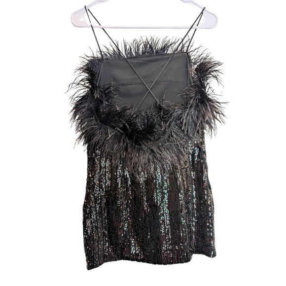 NBD Revolve Sequin Feather Black Mini Dress - Picture 3 of 11